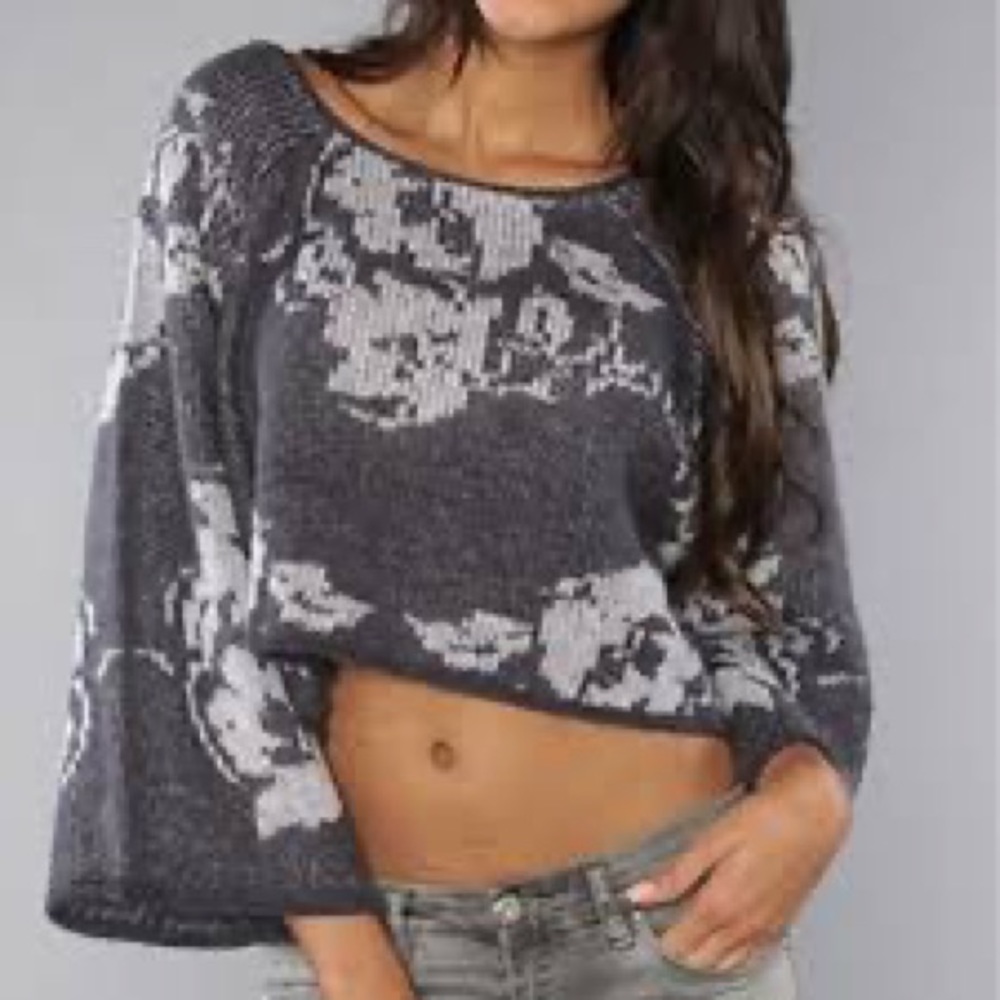 FREE PEOPLE purple rain cropped sweater